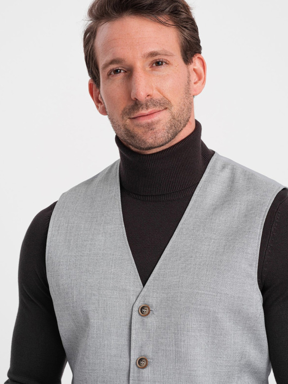 Ombre Clothing Hellgraue Herren-Jacquard-Weste Ombre Clothing