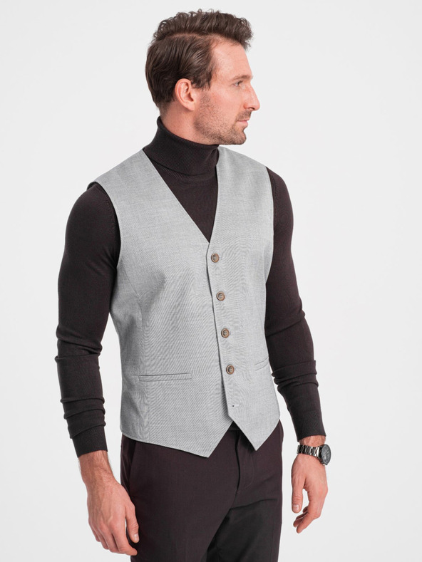 Ombre Clothing Hellgraue Herren-Jacquard-Weste Ombre Clothing