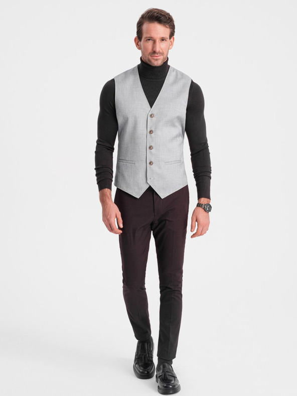 Ombre Clothing Hellgraue Herren-Jacquard-Weste Ombre Clothing
