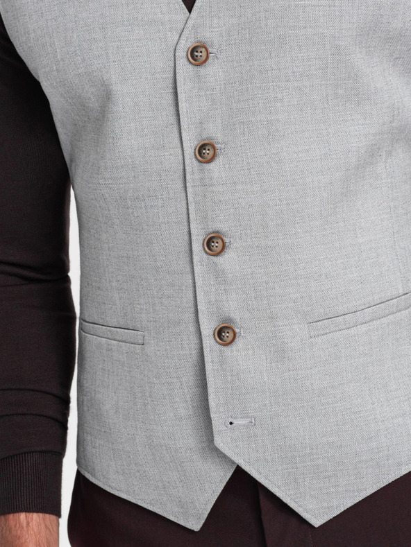 Ombre Clothing Hellgraue Herren-Jacquard-Weste Ombre Clothing