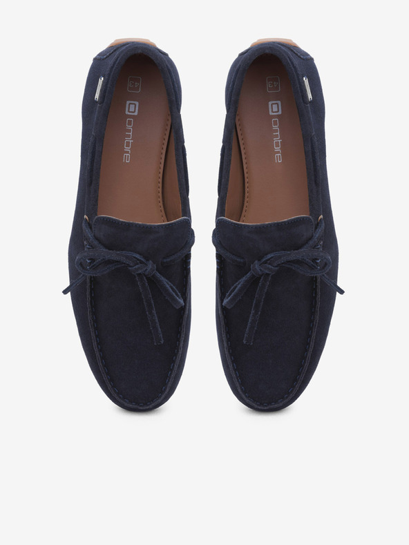 Ombre Clothing Dunkelblaue Herren-Lederslipper mit Driver Ombre Clothing