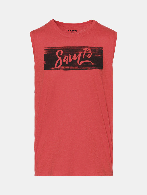 Sam 73 Rotes bedrucktes Herren-T-Shirt SAM 73