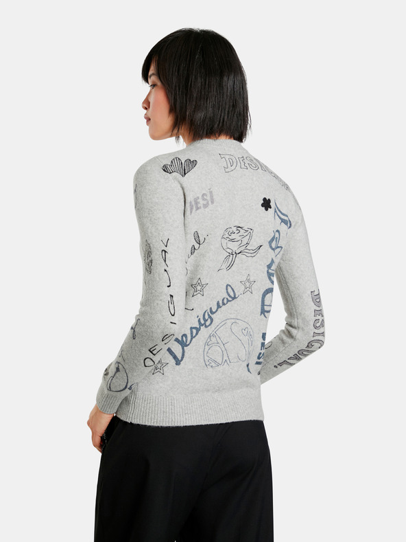 Desigual Desigual Paloma Grau Gemusterter Pullover für Damen