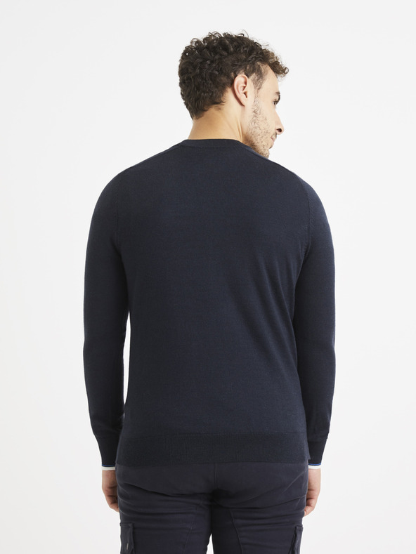 Celio Dunkelblauer Pullover mit Wolle Celio Veritas