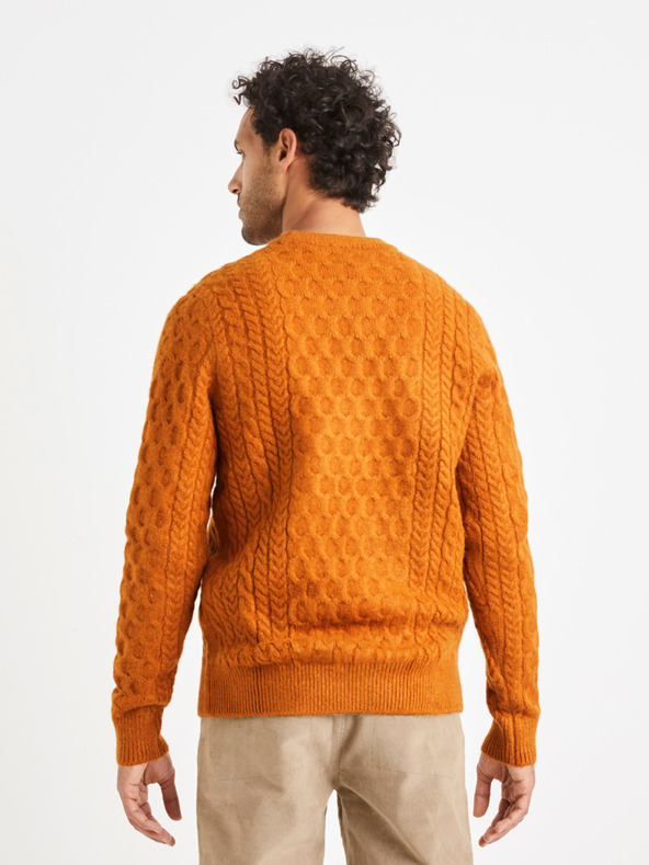 Celio Orangefarbener Herren-Strickpullover Celio Veceltic