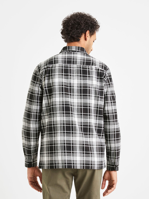 Celio Schwarz-weiß kariertes Herrenhemd Celio Vabene