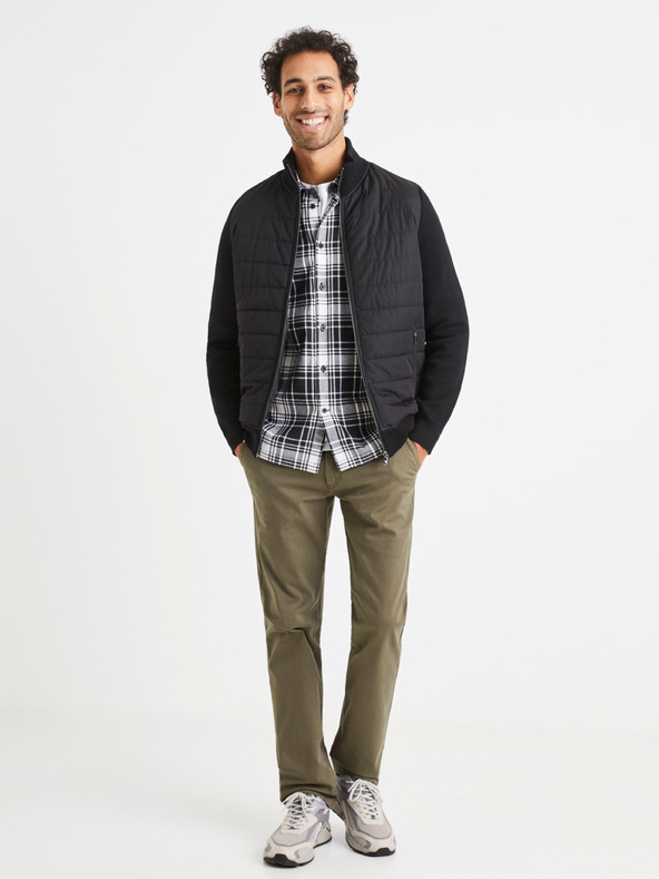Celio Schwarz-weiß kariertes Herrenhemd Celio Vabene