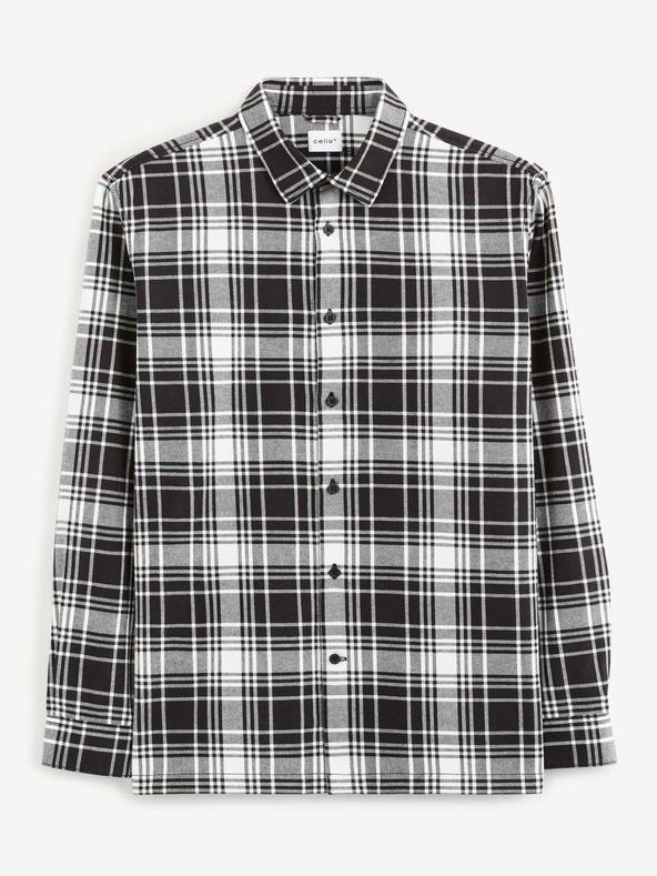 Celio Schwarz-weiß kariertes Herrenhemd Celio Vabene