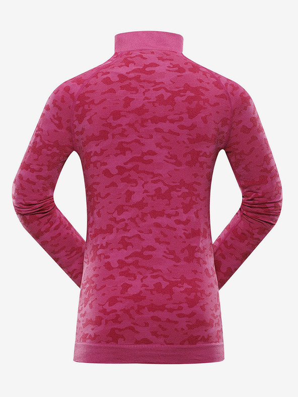 ALPINE PRO Dunkelrosa gemustertes Funktions-T-Shirt für Mädchen ALPINE PRO Lubino