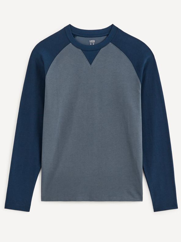 Celio Blau Grau Herren Langarm T-Shirt Celio Cesolrag