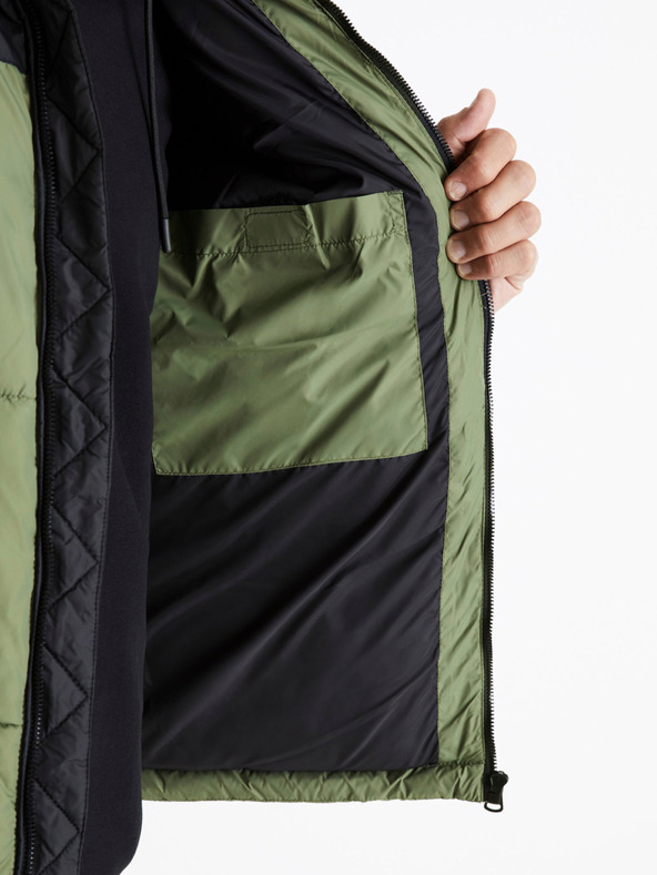 Celio Schwarze und grüne Herren Steppwinterjacke Celio Cutrek