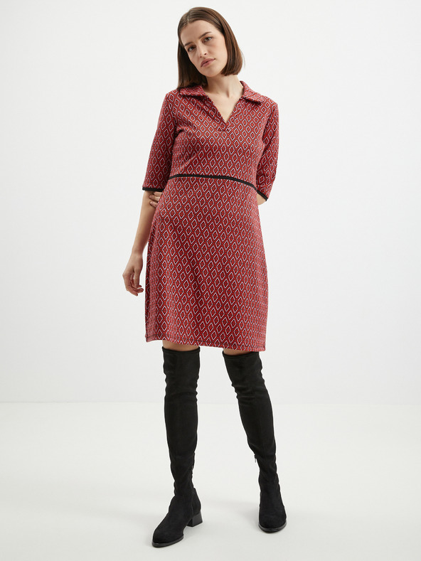 Orsay Rosa und rot gemustertes Damenkleid ORSAY