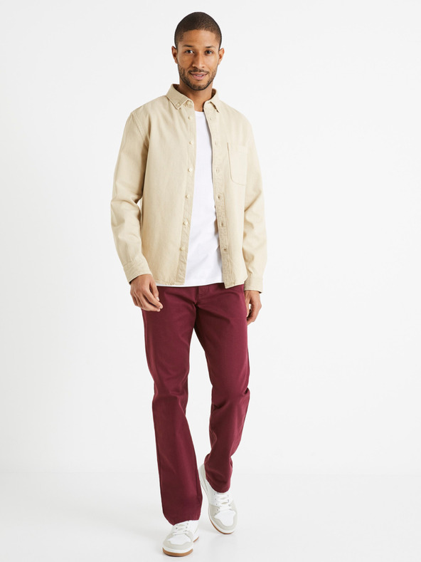 Celio Cremefarbenes Herren-Jeanshemd Celio Daindie