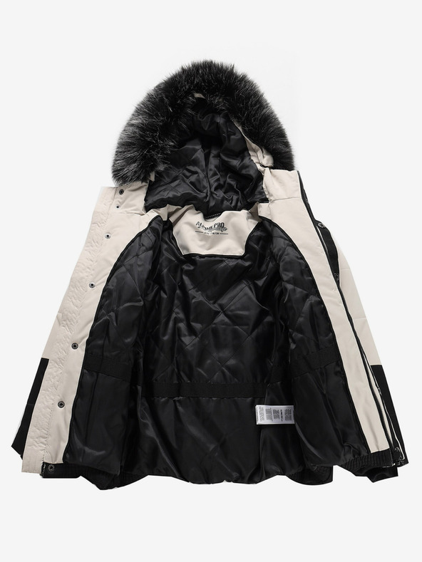 ALPINE PRO Schwarz-weiße Mädchen Winterjacke ALPINE PRO Egypo