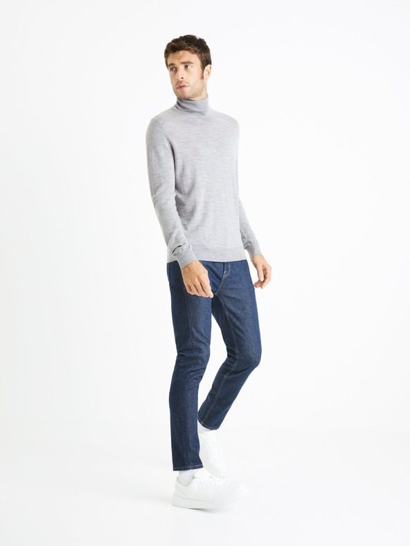 Celio Hellgrauer Herren-Basic-Rollkragenpullover Celio Menos