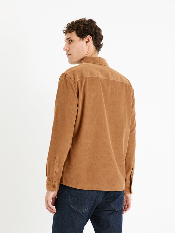 Celio Braunes Herren Celio Faduroy Kordhemd