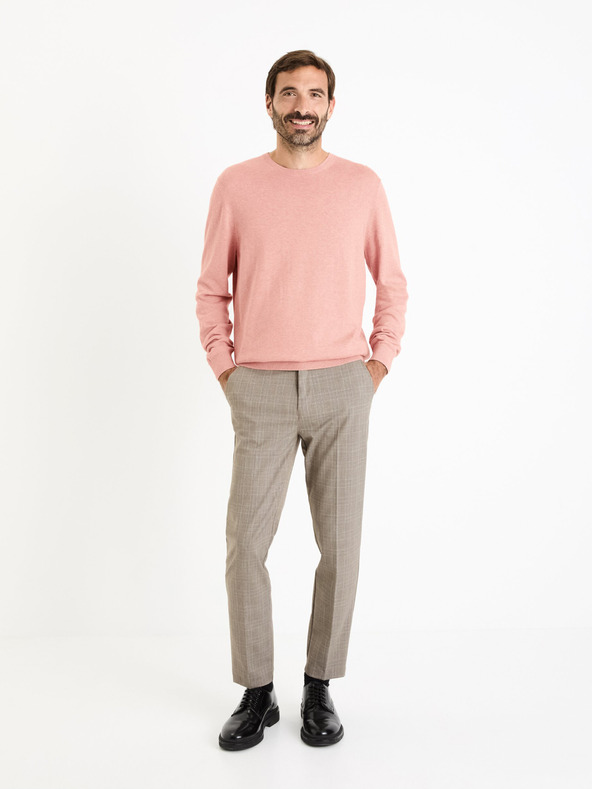 Celio Beige karierte Herrenhose Celio Fowinter