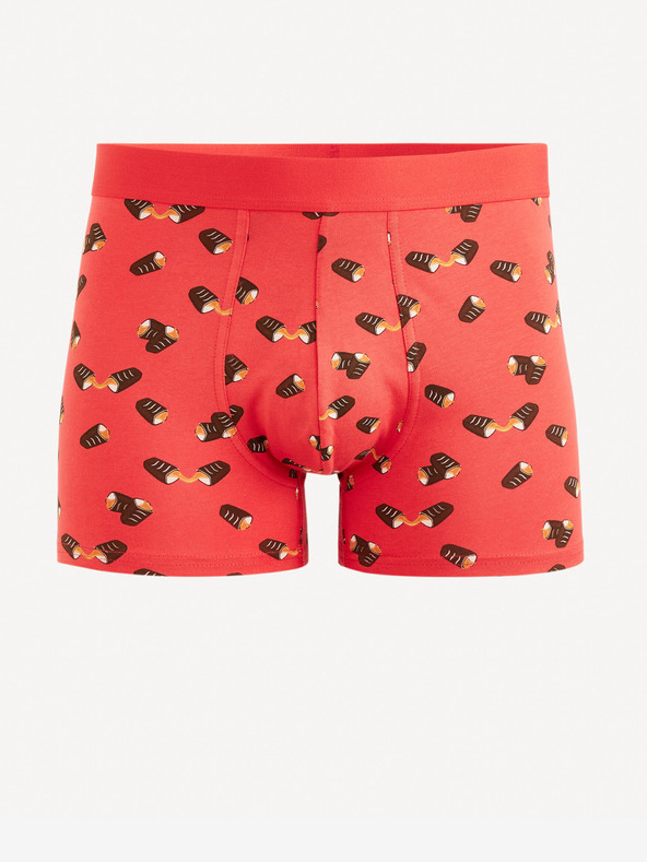 Celio Rote gemusterte Herren-Boxershorts Celio Choco