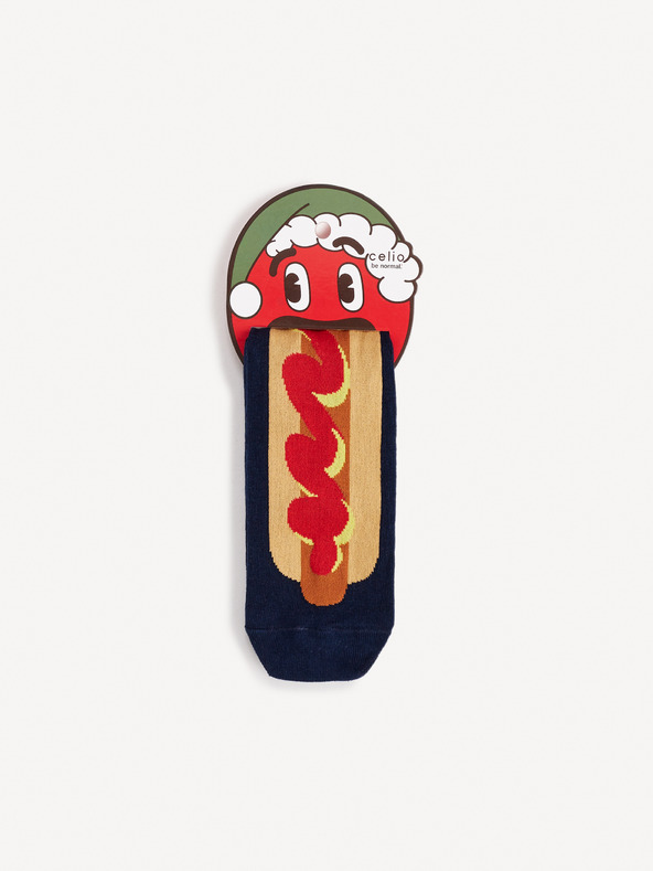Celio Dunkelblaue gemusterte Celio Hot Dog Socken für Herren