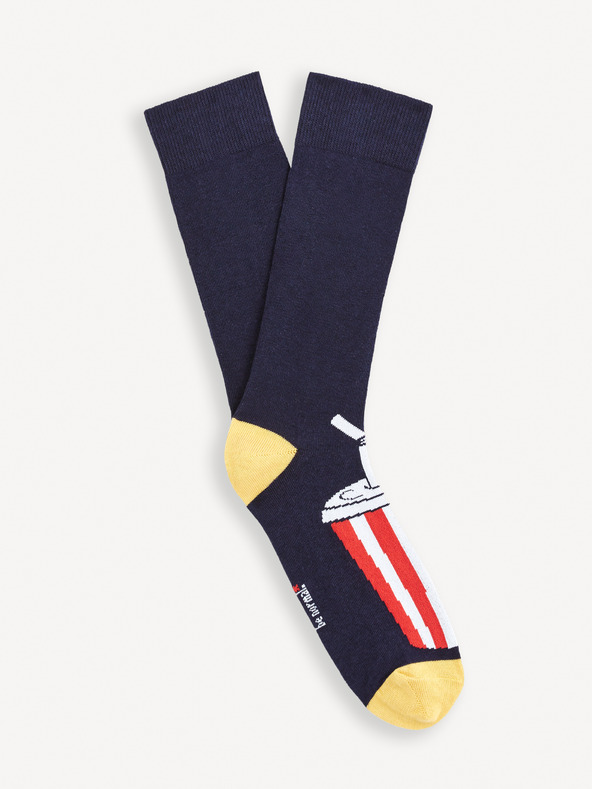 Celio Dunkelblaue gemusterte Herrensocken Celio Soda