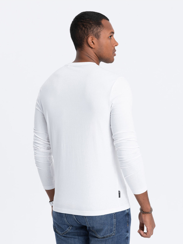 Ombre Clothing Weißes Herren T-Shirt mit V-Ausschnitt Ombre Kleidung