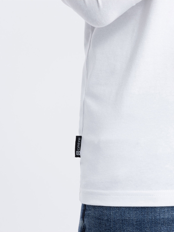 Ombre Clothing Weißes Herren T-Shirt mit V-Ausschnitt Ombre Kleidung