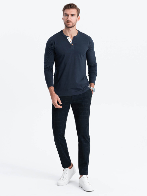 Ombre Clothing Dunkelblaues Herren-Button-Down-Hemd Ombre Clothing HENLEY