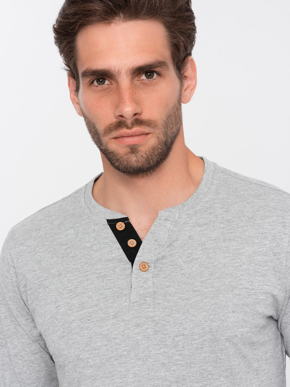 Ombre Clothing Graues Herren-Button-Down-Hemd Ombre Clothing HENLEY