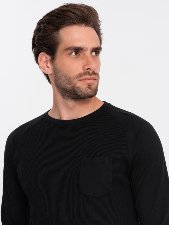 Ombre Clothing Schwarzes Herren-Basic-Hemd mit Tasche Ombre Clothing