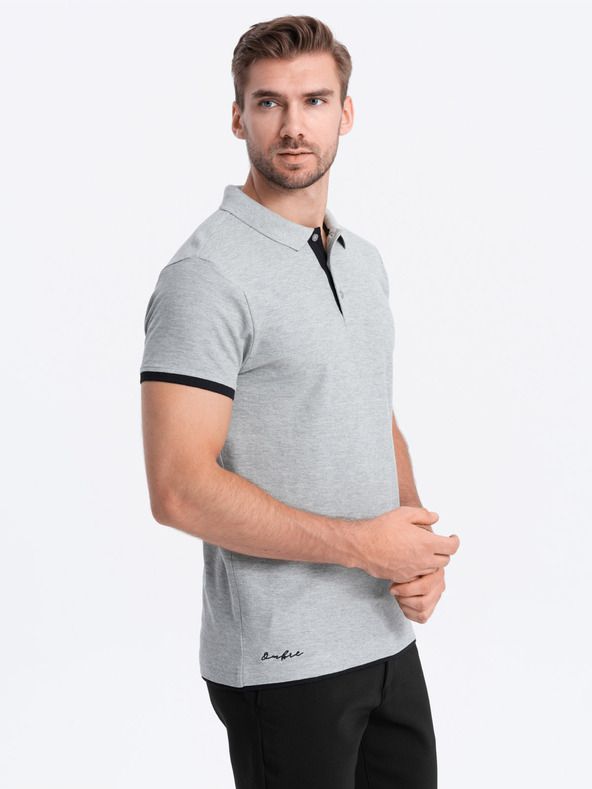 Ombre Clothing Graues Herren-Poloshirt Ombre Clothing
