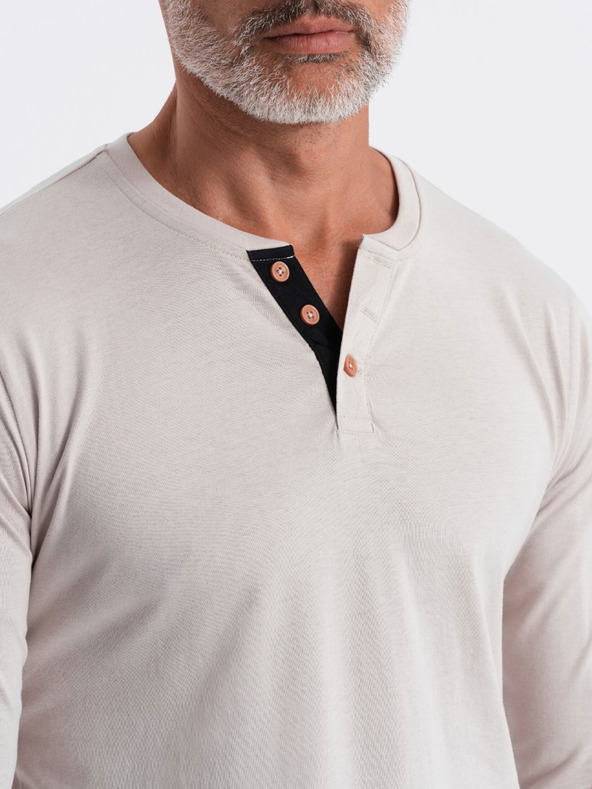 Ombre Clothing Hellgraues Herren-Button-Down-Hemd Ombre Clothing HENLEY