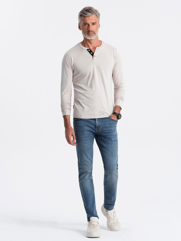 Ombre Clothing Hellgraues Herren-Button-Down-Hemd Ombre Clothing HENLEY