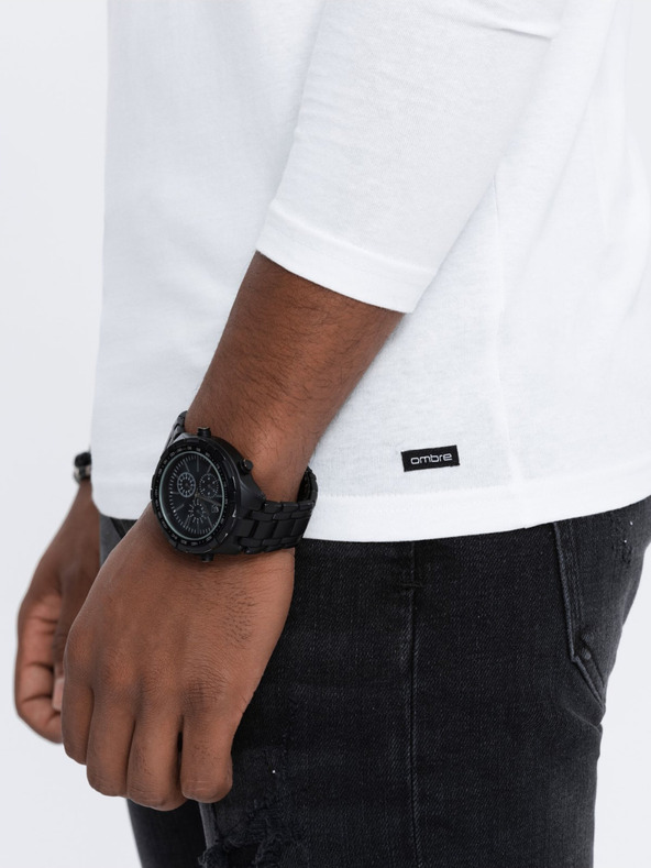 Ombre Clothing Weißes Herren-Button-Down-Hemd Ombre Clothing HENLEY