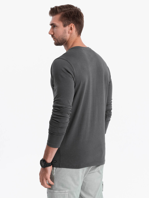 Ombre Clothing Dunkelgraues Herren-Button-Down-Hemd Ombre Clothing HENLEY