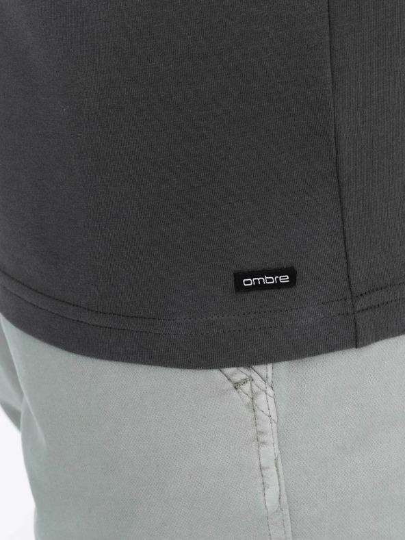 Ombre Clothing Dunkelgraues Herren-Button-Down-Hemd Ombre Clothing HENLEY