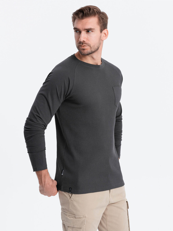 Ombre Clothing Dunkelgraues Herren-Basic-Hemd mit Tasche Ombre Clothing