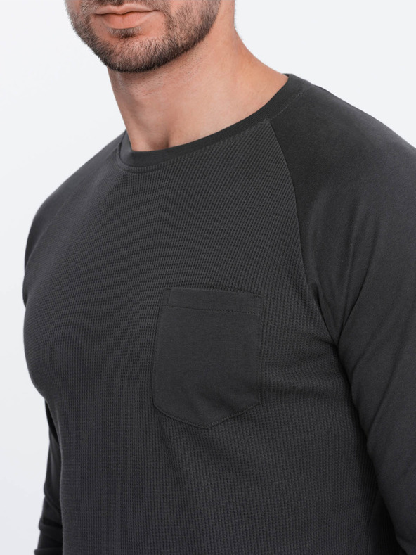 Ombre Clothing Dunkelgraues Herren-Basic-Hemd mit Tasche Ombre Clothing