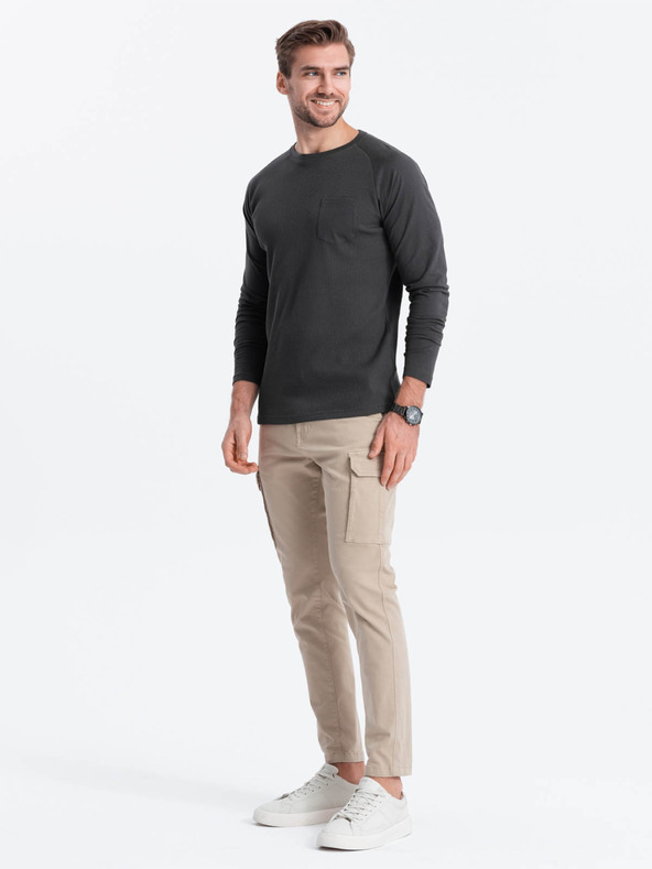 Ombre Clothing Dunkelgraues Herren-Basic-Hemd mit Tasche Ombre Clothing