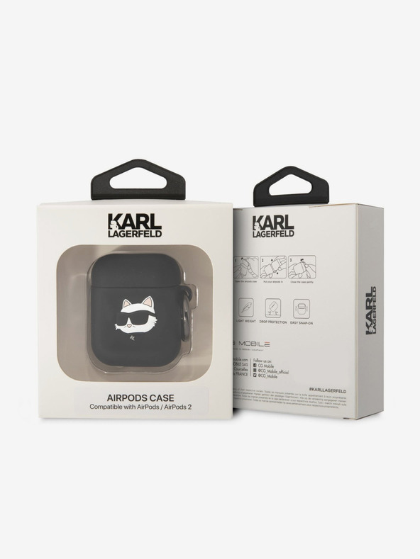 Karl Lagerfeld 3D-Logo NFT Choupette Head Silikonhülle für Airpods 1/2 Schwarz Karl Lagerfeld