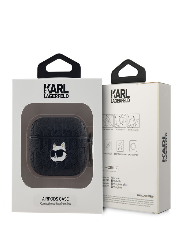 Karl Lagerfeld Karl Lagerfeld PU-geprägte Choupette Head Hülle für AirPods Pro Schwarz