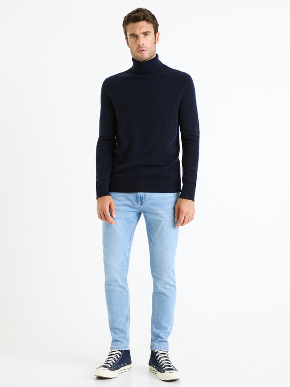 Celio Dunkelblauer Herren-Rollkragenpullover aus Kaschmir Celio Jehigh