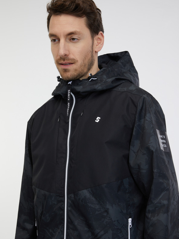 Sam 73 Schwarze, leichte, gemusterte Herrenjacke SAM 73 Antonio