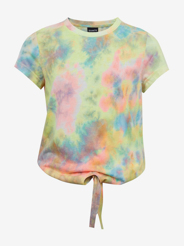 Sam 73 Türkis und gelb gemustertes Mädchen-T-Shirt SAM73 Auriga