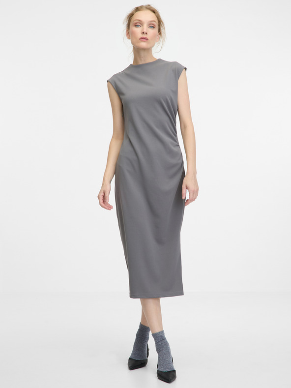 Orsay Graues Damen-Midikleid ORSAY