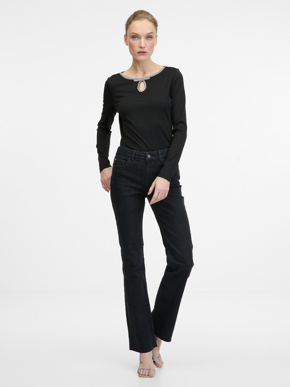 Orsay Schwarze Damenbluse mit langen Ärmeln ORSAY