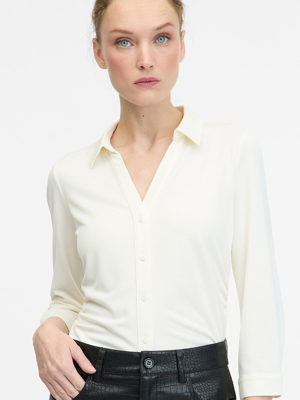 Orsay Cremefarbene Damenbluse mit Kragen ORSAY
