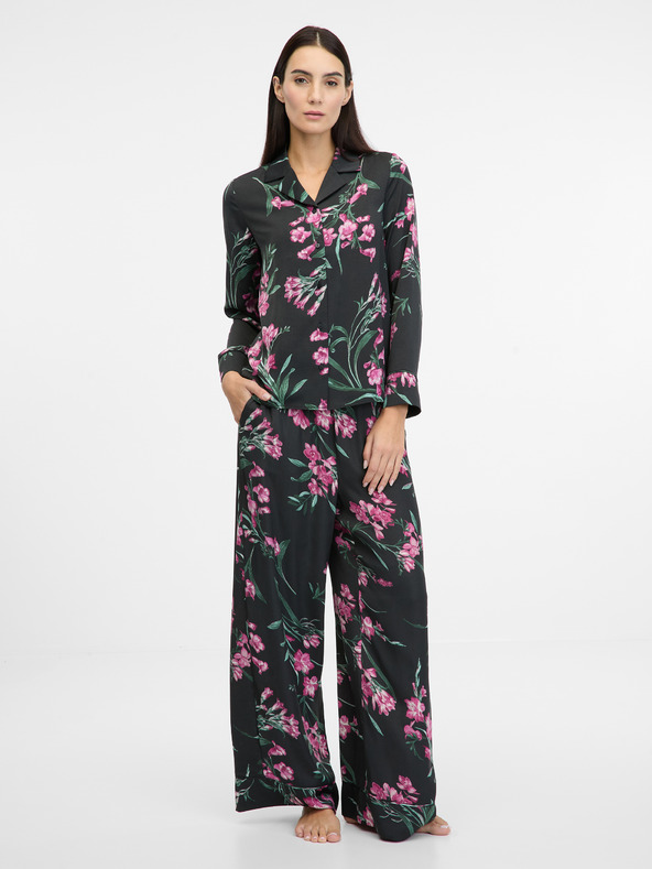 Orsay Schwarzes Damen-Satin-Nachthemd ORSAY