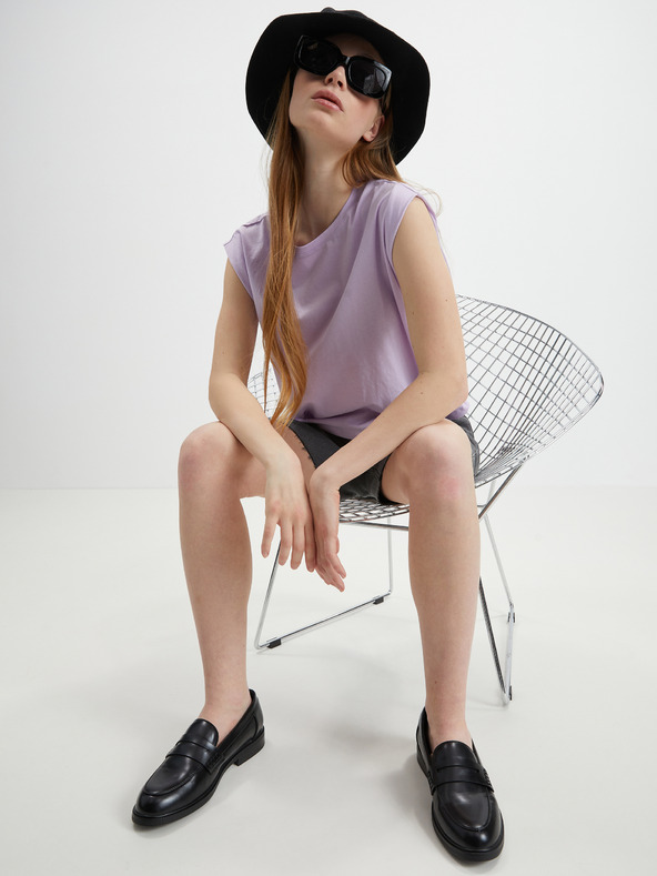 Vero Moda Hellviolettes VERO MODA Damen Basic-T-Shirt Panna