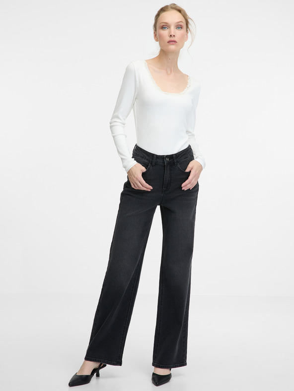 Orsay Weißes langärmeliges Damen T-Shirt ORSAY