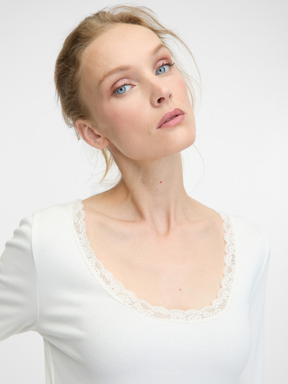 Orsay Weißes langärmeliges Damen T-Shirt ORSAY